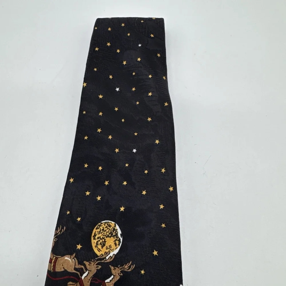 Vintage Mark Pendleton Silk Christmas Necktie Santa Claus In Sleigh